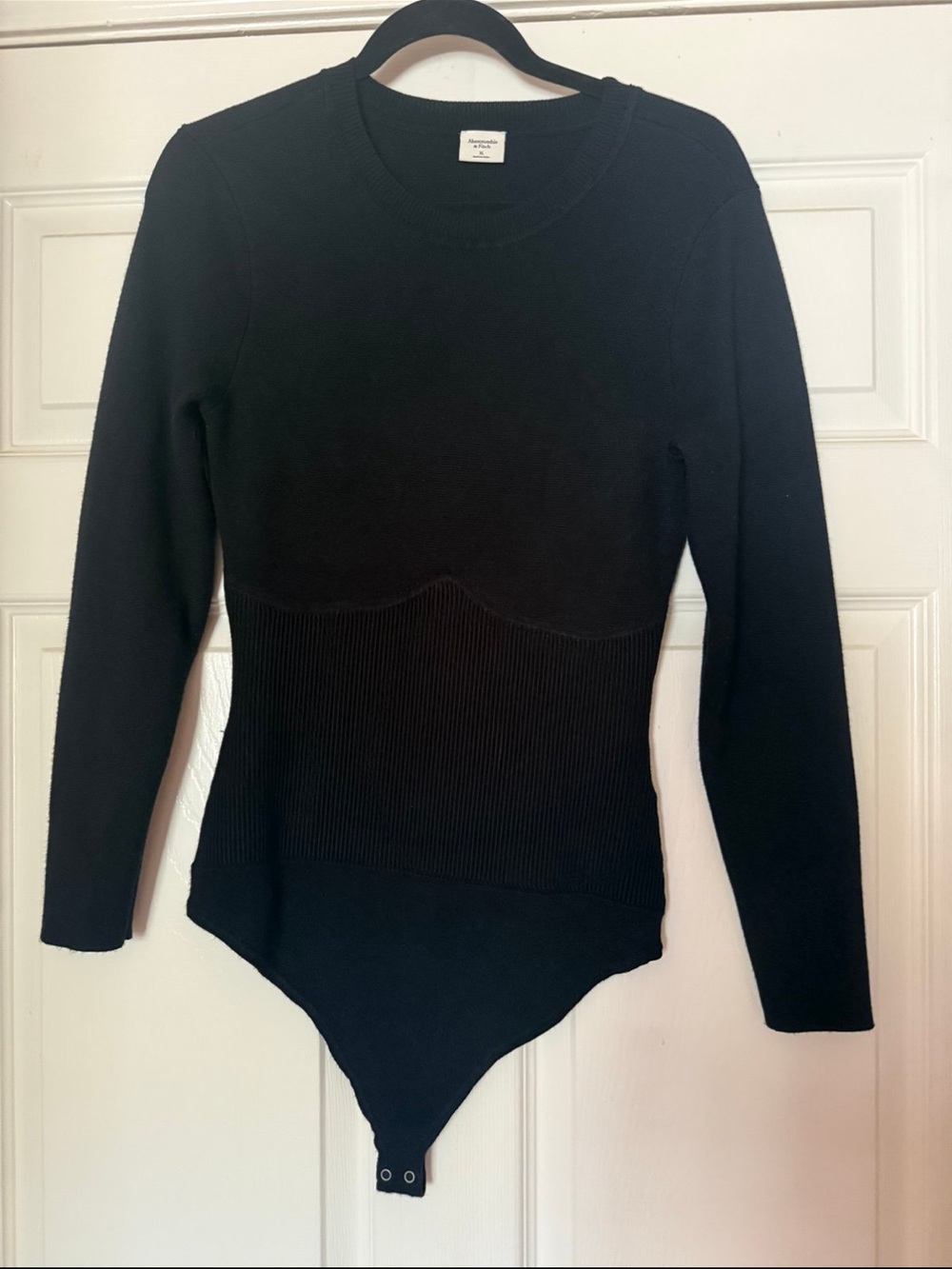 Abercrombie & Fitch Black Long-Sleeve Ribbed Bodysuit